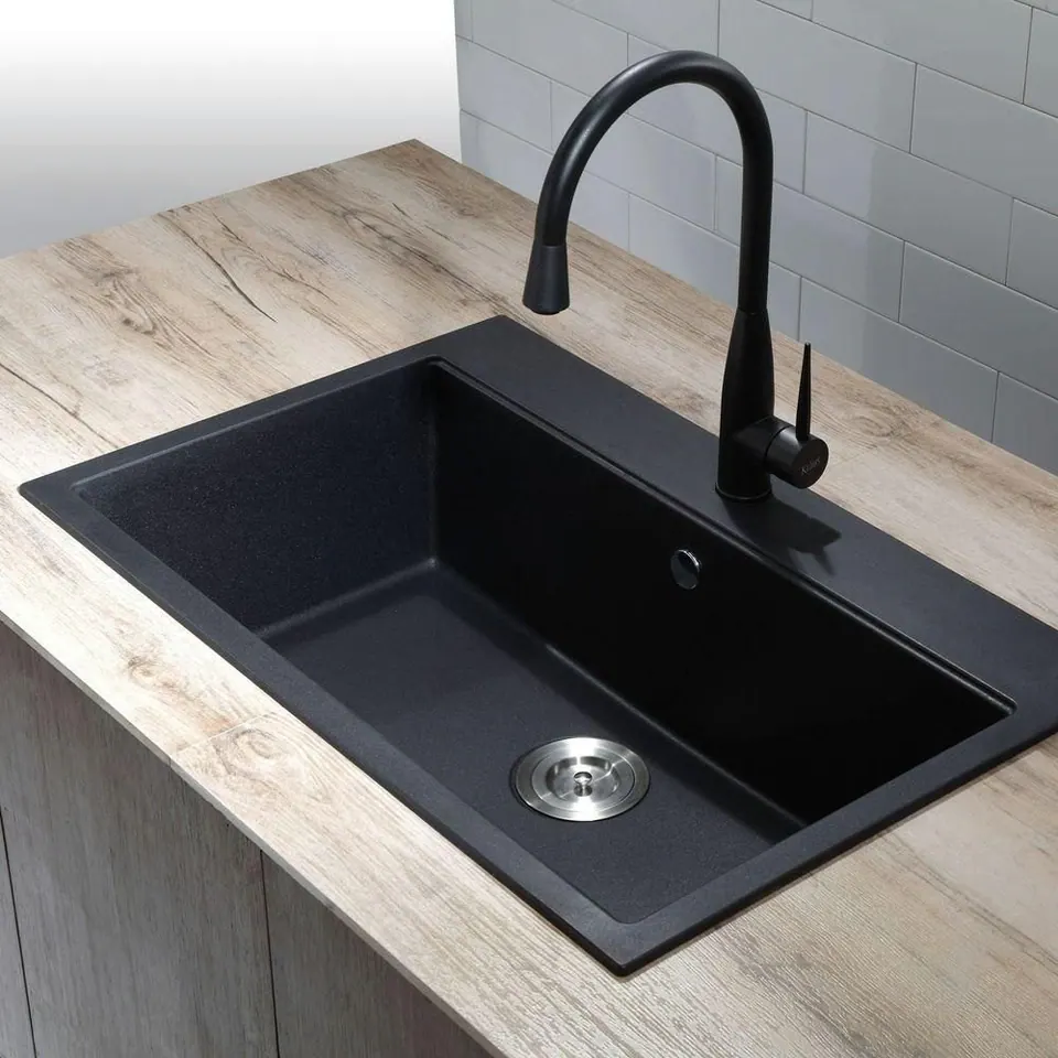 Black granite kitchen sink, kitchen sink